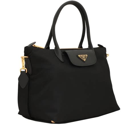 prada tessuto saffiano nylon and leather shopping tote bag|Prada saffiano cuir leather tote.